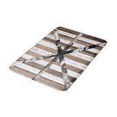 素朴数々のウッドホワイト&ブラウンバーンドア バスマット (アングル)