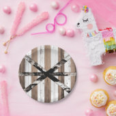 素朴数々のウッドホワイト&ブラウンバーンドア ペーパープレート (パーティー)