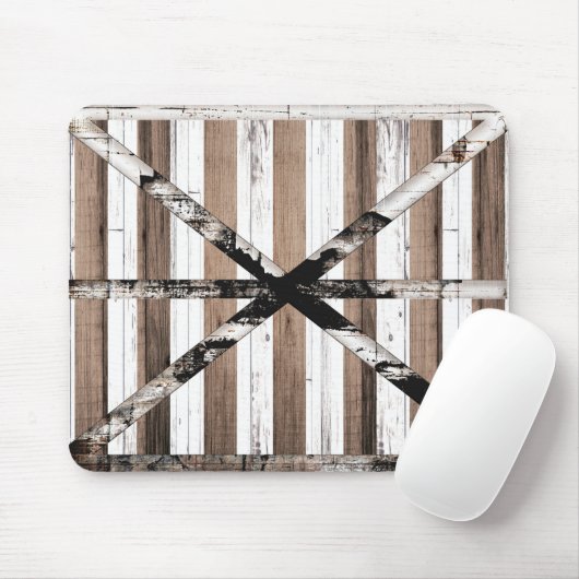 素朴数々のウッドホワイト&ブラウンバーンドア マウスパッド (マウス)
