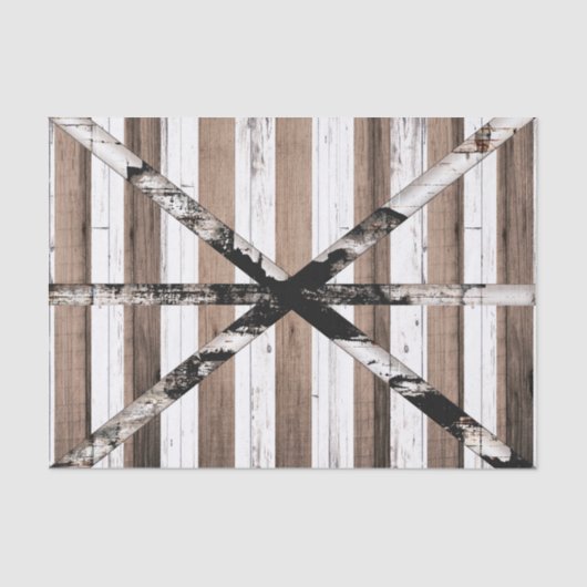 素朴数々のウッドホワイト&ブラウンバーンドア 薄葉紙 (正面)