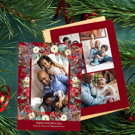 素朴数々の写真水彩植物性クリスマス シーズンカード