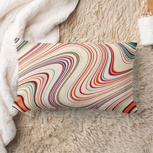 素朴数々の色の曲ストライプ線 ランバークッション (ブランケット)