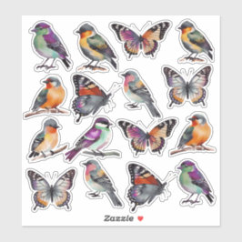 素朴数々の色鳥蝶 シール