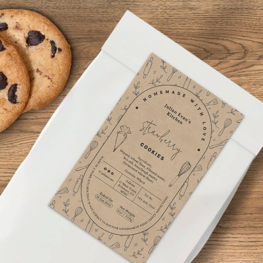 素朴料理器物菓子コテージ法ラベル 長方形シール