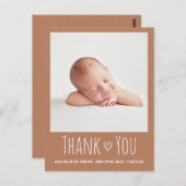 素朴新生児カード，フォトサンキューカード ポストカード (正面/裏面)