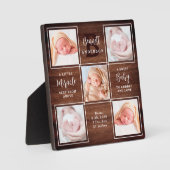 素朴新生児5パーソナライズされたフォトコラージュ フォトプラーク (正面)