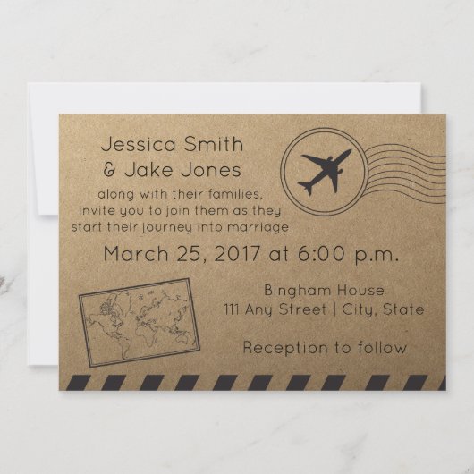素朴旅行をテーマにした結婚式の招待 招待状 (正面)