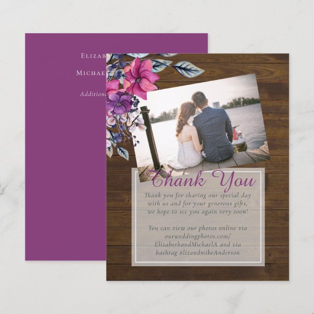 素朴明るい赤紫色フローラウッドラ結婚ンド (正面/裏面)