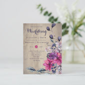 素朴明るい赤紫色フローラウッドラ結婚ンド ポストカード (スタンド正面)