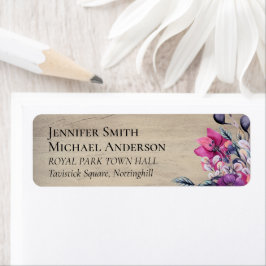 素朴明るい赤紫色フローラウッドラ結婚ンド ラベル