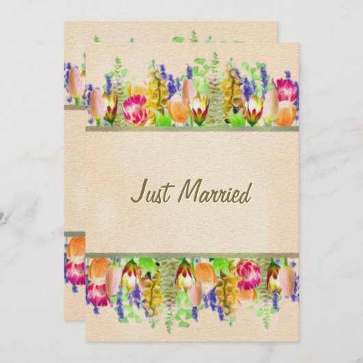 素朴春フローラ結婚たった今結婚しました 案内状 (正面/裏面)