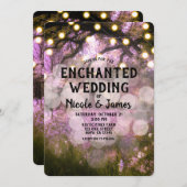 素朴春ライト魅惑されたフォレ結婚スト 招待状 (正面/裏面)