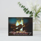 素朴暖炉の火の木コージーウォームホリデー ポストカード (スタンド正面)