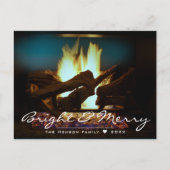 素朴暖炉の火の木コージーウォームホリデー ポストカード (正面)