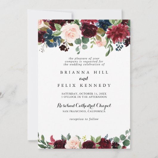 素朴書伝統的結婚の 招待状 (正面)