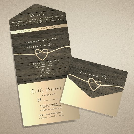 素朴書道結婚の オールインワン招待状