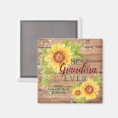 素朴最高のお婆ちゃんフローラひまわり マグネット (正面/裏面)