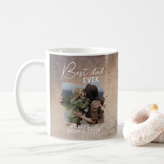 素朴最高のパパ写真父の日 コーヒーマグカップ (ドーナツ)