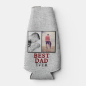 素朴最高のパパ父グレー2フォトコラージュ ボトルクーラー (正面)