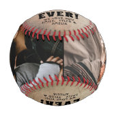 素朴最高のパパ赤いハート2写真 野球ボール (正面)