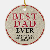 素朴最高のパパ赤タイポグラフィ写真 セラミックオーナメント (正面)