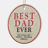 素朴最高のパパ赤タイポグラフィ写真 セラミックオーナメント (左)