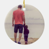 素朴最高のパパ赤タイポグラフィ写真 セラミックオーナメント (裏面)