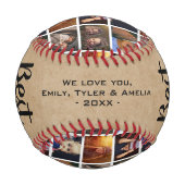 素朴最高のパパEver Wood素朴 6フォトコラージュ 野球ボール (裏面)