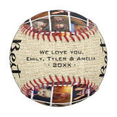 素朴最高のパパEver Wood素朴 6フォトコラージュ 野球ボール (裏面)