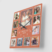 素朴最高のFriends 11 Photo Collage Terracotta スクエア壁時計 (傾斜)