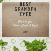 素朴最高のGrandpa Ever Grandkids 3 Photo Collage キッチンタオル (折り畳み)