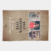 素朴最高のGrandpa Ever Grandkids 3 Photo Collage キッチンタオル (横)
