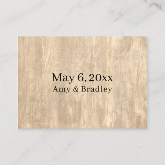 素朴木とカジュアル手書き結婚の詳細 エンクロージャーカード (裏面)