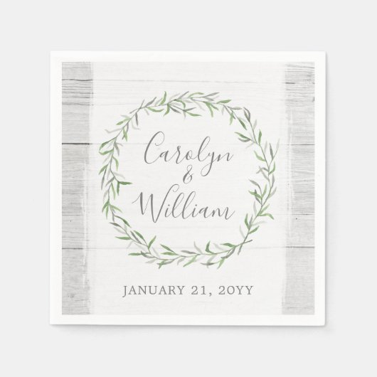 素朴木とボ葉タニカルリース結婚ズ スタンダードカクテルナプキン (正面)