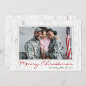 素朴木のスクリプモダント軍隊家族の写真 シーズンカード (正面/裏面)