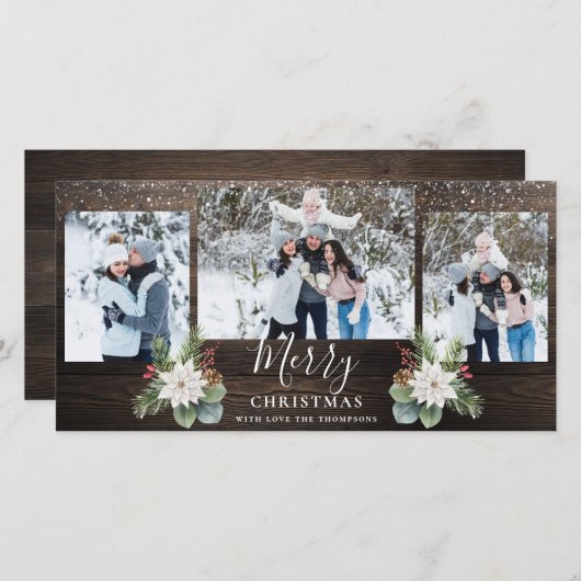 素朴木のモダン台本メリークリスマス3枚 シーズンカード (正面/裏面)