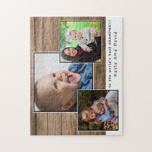 素朴木の世界最高のおばあちゃん写真コラージュ ジグソーパズル (縦)