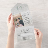 素朴木の写真葉水結婚色 オールインワン招待状 (貼ってはがせる)