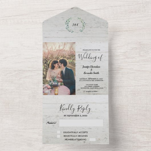 素朴木の写真葉水結婚色 オールインワン招待状 (内側)