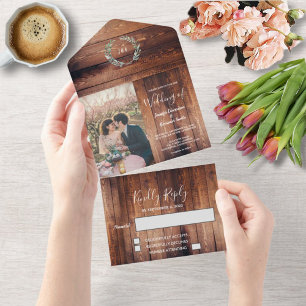 素朴木の写真葉水結婚色 オールインワン招待状