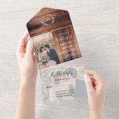 素朴木の写真葉水結婚色 オールインワン招待状 (貼ってはがせる)