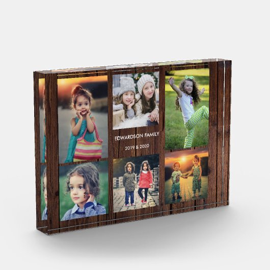 素朴木の家族の写真コラージュの写真ブロック フォトブロック (左)