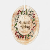 素朴木の結婚した輪とメリーの結婚写真 メタルオーナメント (正面左)