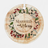 素朴木の結婚した輪とメリーの結婚写真 メタルオーナメント (正面)