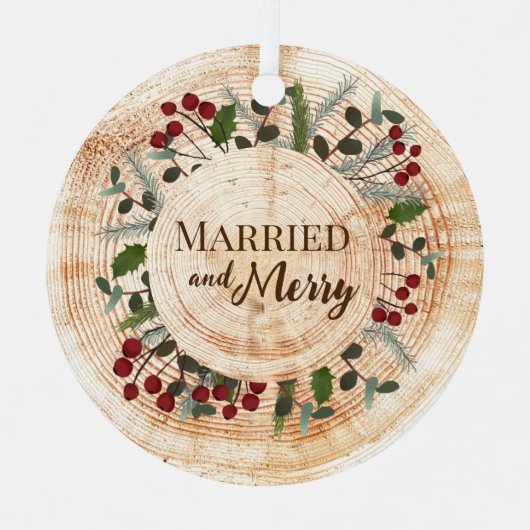 素朴木の結婚した輪とメリーの結婚写真 メタルオーナメント (正面)