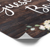 素朴木の緑の白いバラのゲストブックサイン ポスター (角)