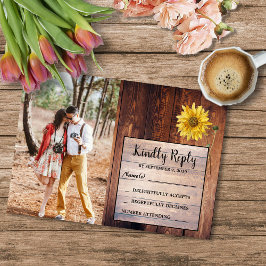 素朴木ひまわりフォトカントリーRSVP結婚の 招待状