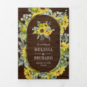 素朴木ひまわりユーカリ結婚3 三つ折り招待状 (カバー)