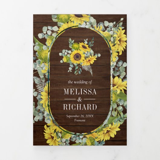 素朴木ひまわりユーカリ結婚3 三つ折り招待状 (カバー)