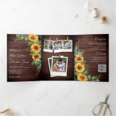 素朴木ひまわりユーカリQRコード結婚ズ 三つ折り招待状 (内部)